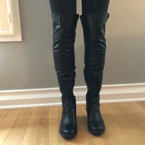 Black Leather Over the Knee Boots Sz. 8